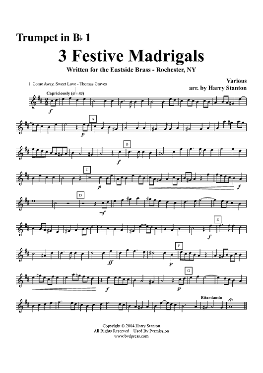 3 Festive Madrigals - Trumpet 1