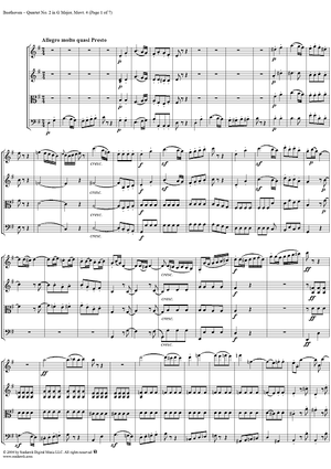 Op. 18, No. 2, Movement 4 - Allegro molto quasi Presto - Score