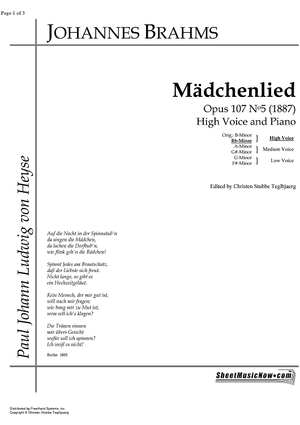 Mädchenlied Op.107 No. 5