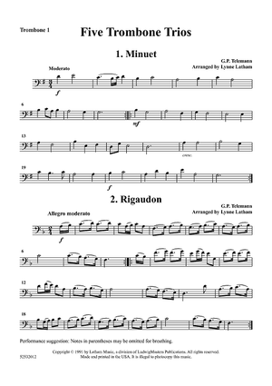 Five Trombone Trios - Trombone 1