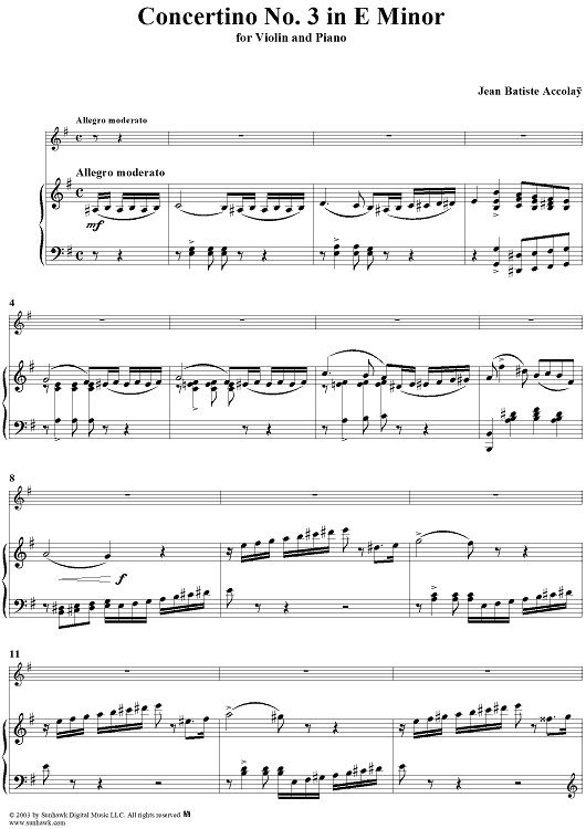 Concertino No. 3 in E Minor - Score