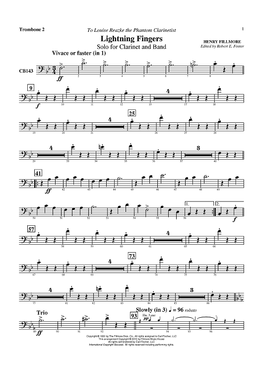 Lightning Fingers - Solo for Clarinet and Band - Trombone 2