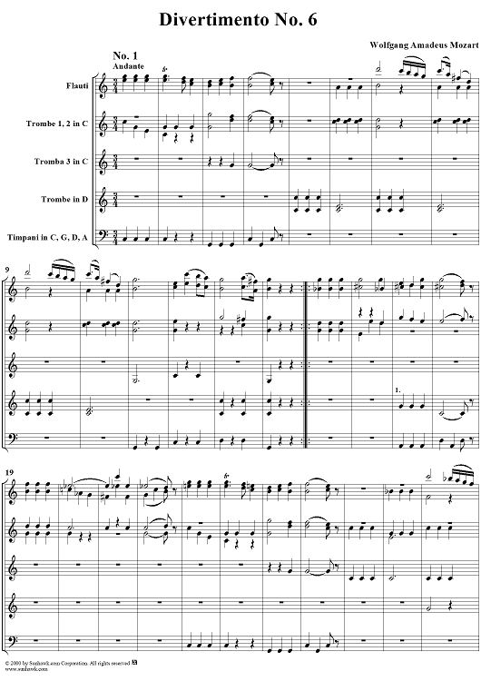 Divertimento No. 6 in C Major, K240b (K188)