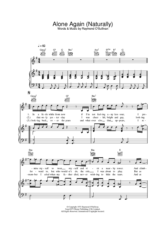 Alone Again (Naturally) by G. O'Sullivan - sheet music on MusicaNeo