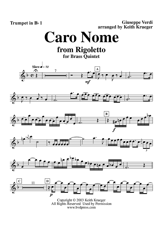 Caro Nome - Trumpet 1