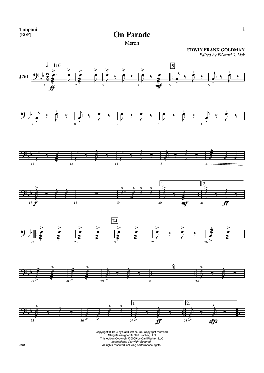 On Parade March - Timpani