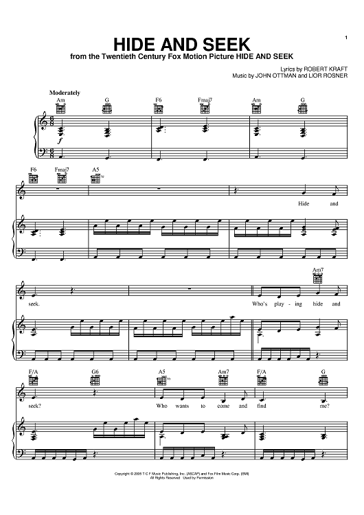 Hide & Seek Sheet Music by Robert Kraft for Piano/Keyboard and Voice