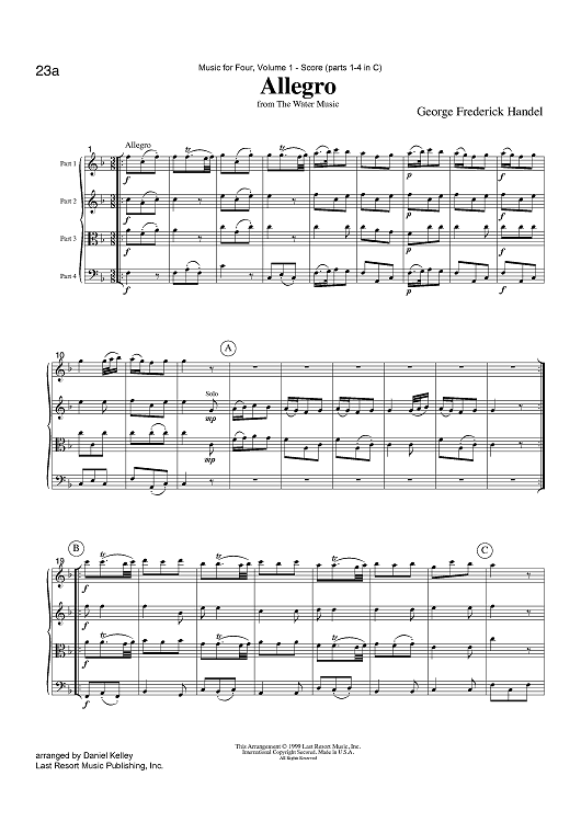 Allegro - from The Water Music - Score