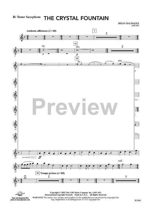 The Crystal Fountain - Bb Tenor Sax