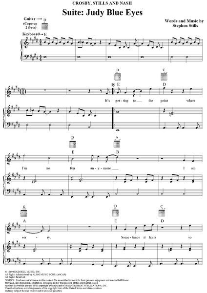 Suite judy blue eyes – Crosby, Stills, Nash & Young Sheet music for Vocals  (A Capella)