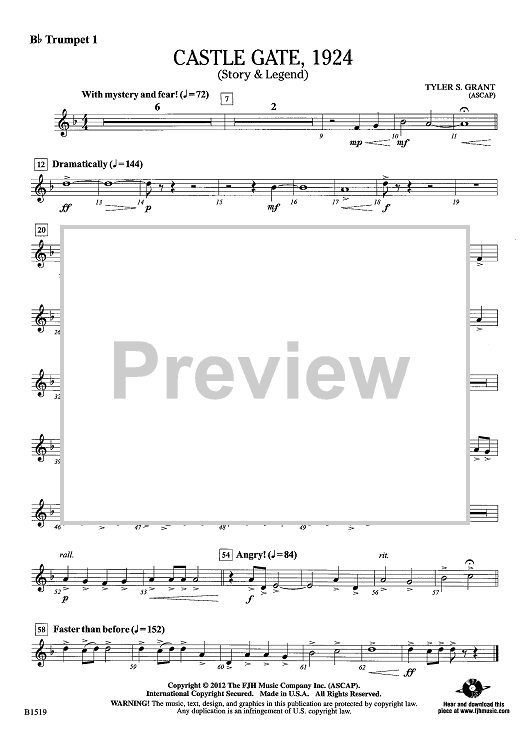 Castle Gate, 1924 (Story & Legend) - Bb Trumpet 1