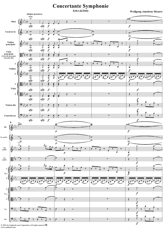 Sinfonia Concertante in E-flat Major, K364 - Full Score