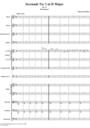 Serenade No. 1 in D Major, Movement 1 - Full Score