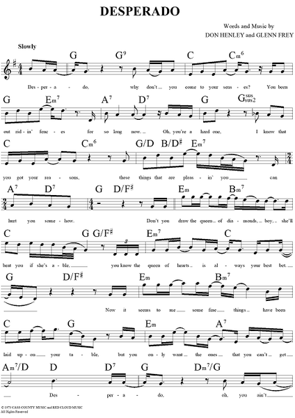 Download Desperado - Eagles sheet music. #musicians #sheetmusic