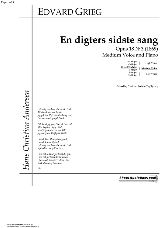 En digters sidste sang Op.18 No. 3