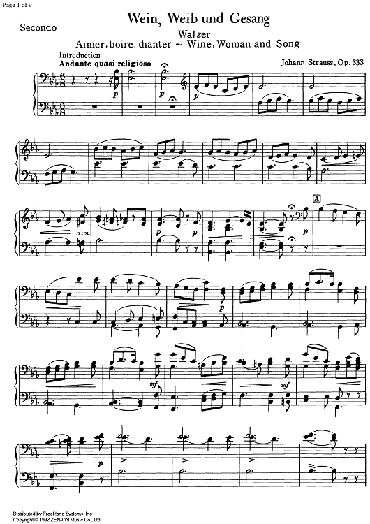 Wein, Weib und Gesang Op.333 - Piano 2