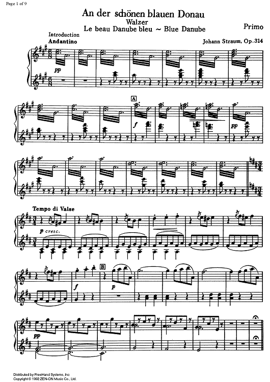 An der Schönen Blauen Donau Op.314 - Piano 1