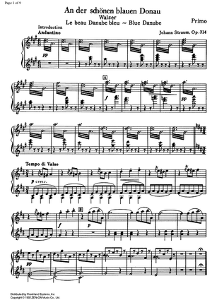 An der Schönen Blauen Donau Op.314 - Piano 1