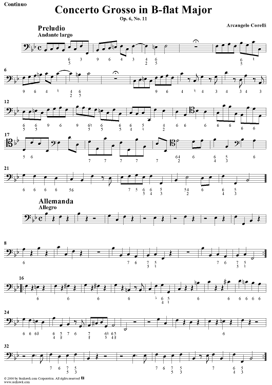 Concerto Grosso No. 11 in B-flat Major, Op. 6, No. 11 - Continuo