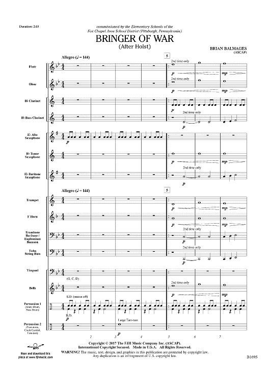 Bringer of War (After Holst) - Score