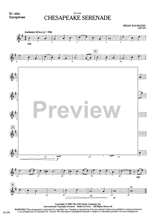 Chesapeake Serenade - Eb Alto Sax