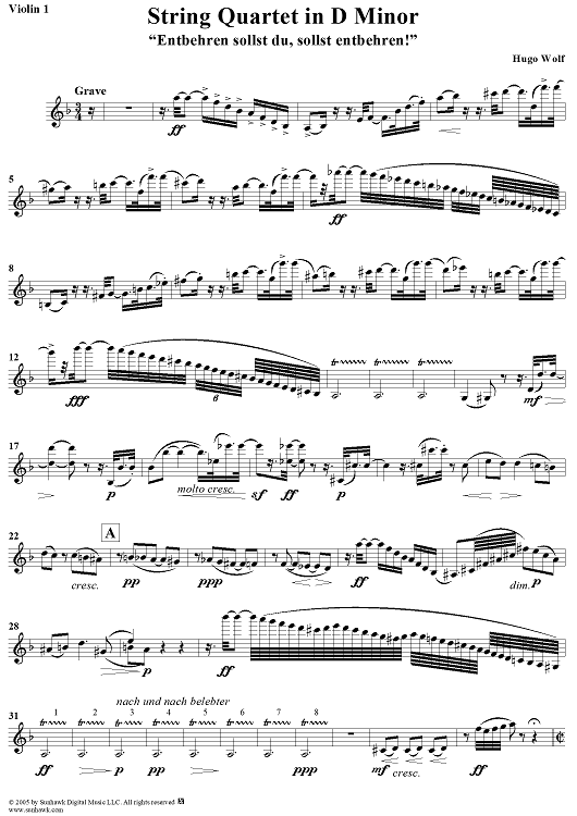 String Quartet in D Minor - Violin 1