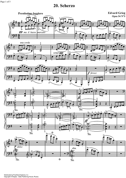 Lyrical Pieces Op.54 No. 5 - (Scherzo)
