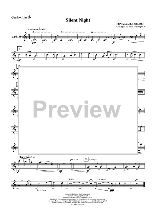 Silent Night - Clarinet 1 in Bb