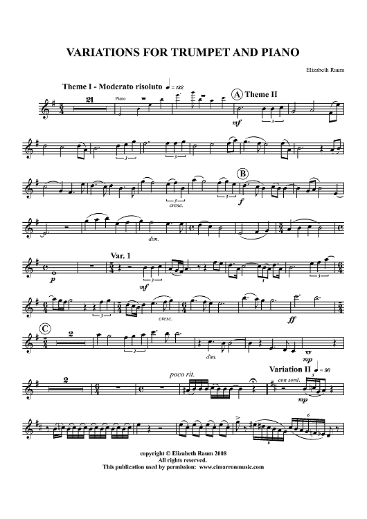 Variations for Trumpet and Piano - Trumpet