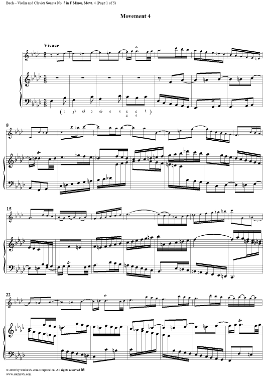 Violin Sonata No. 5, Movement 4 - Piano Score