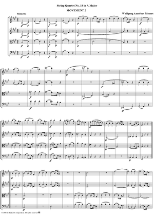 String Quartet No. 18, Movement 2 - Score