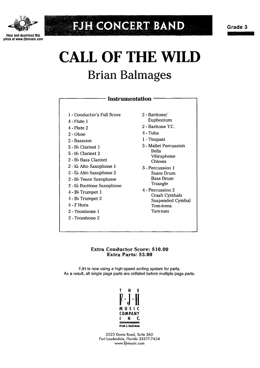 Call of the Wild - Score Cover