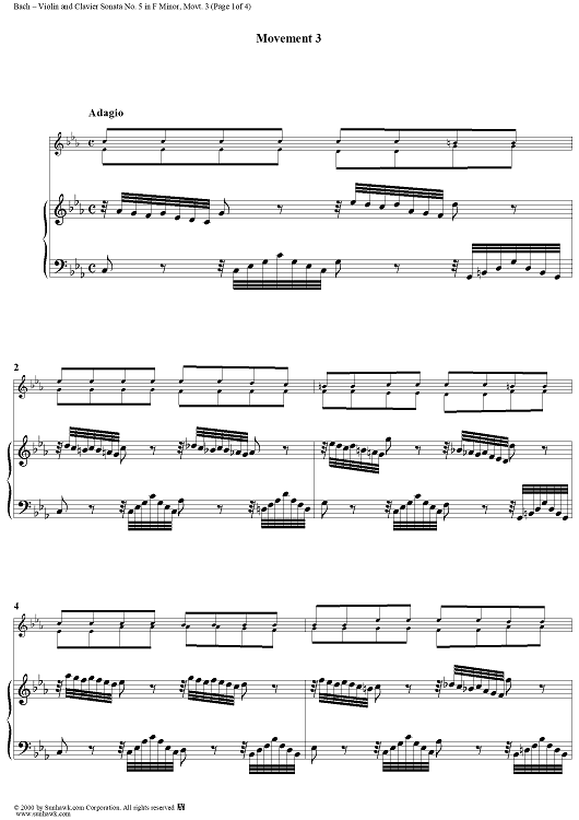 Violin Sonata No. 5, Movement 3 - Piano Score