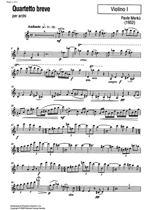 Quartetto breve (Short quartet) - Violin 1