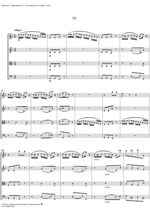 Op. 18, No. 1, Movement 4 - Allegro - Score