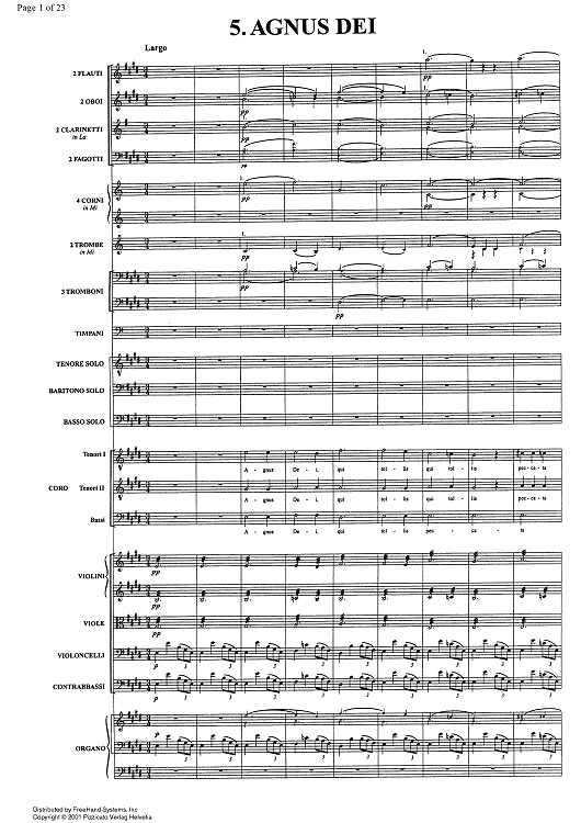 Agnus Dei from Messa solenne - Full Score