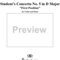 Student's Concerto No. 5 in D Major, "First Position", Op. 22, No. 5 - Piano Score