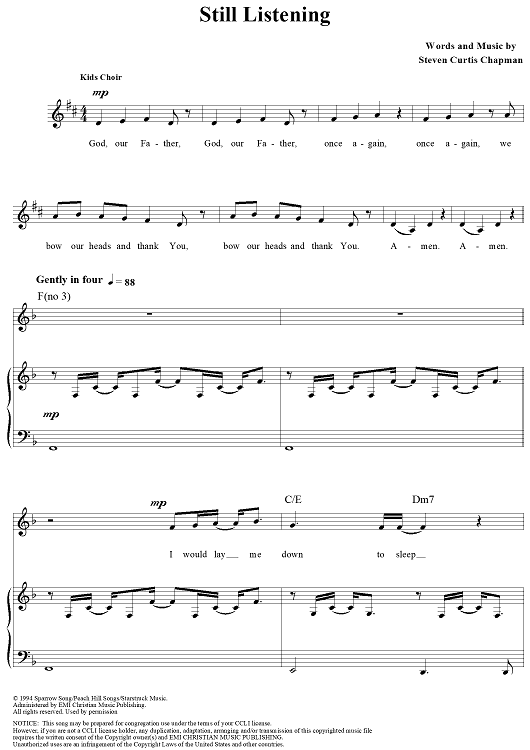 Hiding Place Sheet Music | Steven Curtis Chapman | Guitar Chords/Lyrics