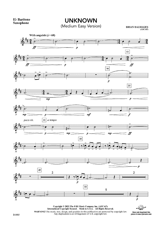 Unknown (Medium Easy Version) - Eb Baritone Sax