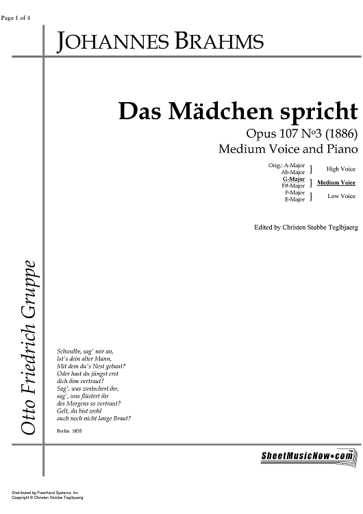 Das Mädchen spricht Op.107 No. 3