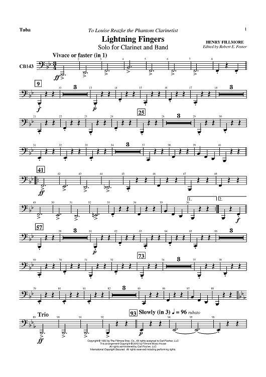 Lightning Fingers - Solo for Clarinet and Band - Tuba