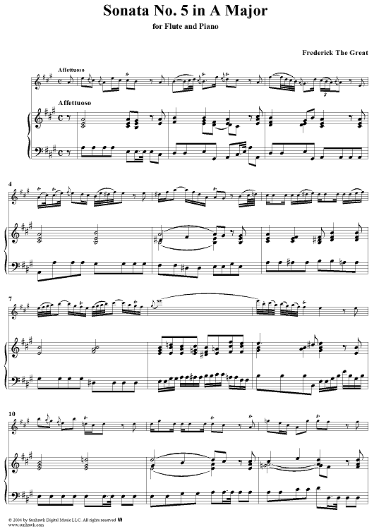 Sonata No. 5 in A Major - Piano/Score