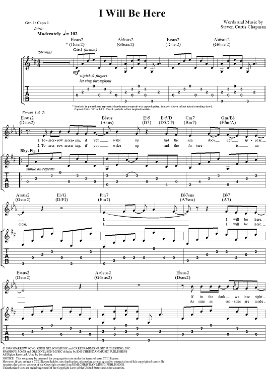 Hiding Place Sheet Music | Steven Curtis Chapman | Guitar Chords/Lyrics