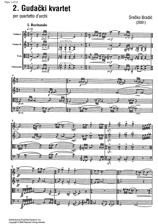 2. Gudacki kvartet (string quartet) - Score