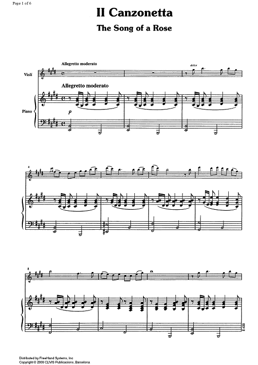 Canzonetta No. 2 - The Song of a Rose - Score