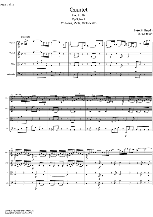 String Quartet C Major Op. 9 No. 1 - Score