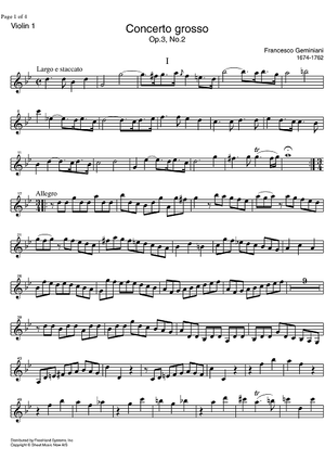 Concerto Grosso Op. 3 No. 2 - Violin 1