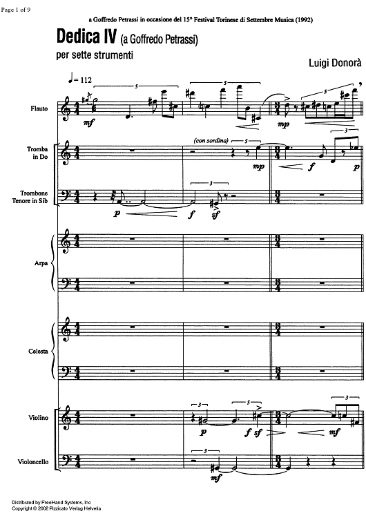 Dedica IV (a Goffredo Petrassi) - Score