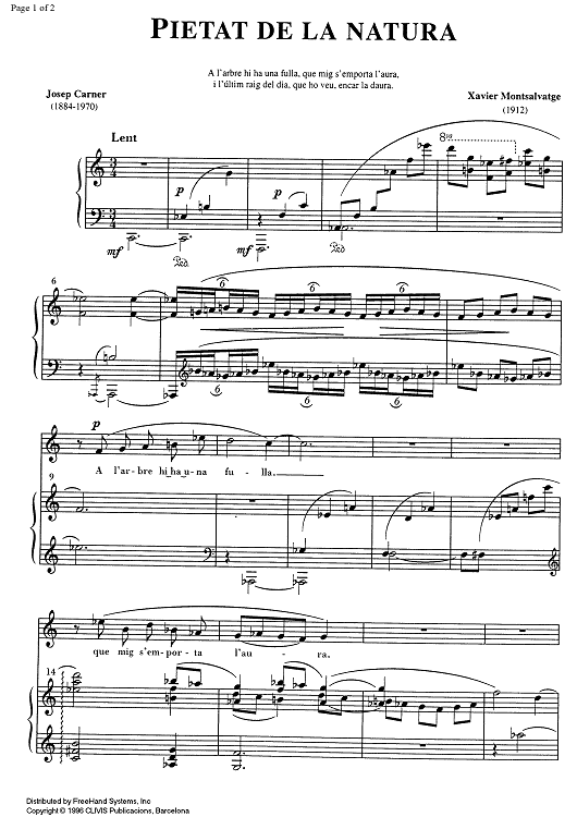 Pietat de la natura - Score