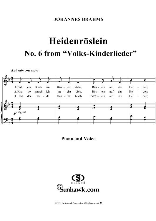 Heidenröslein - No. 6 from "Volks-Kinderlieder"  WoO 31